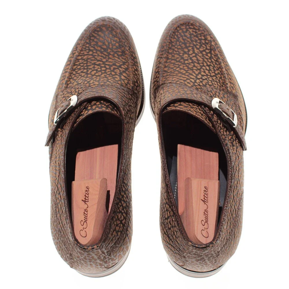 Di Bianco NWB Single Monk Strap Dress Shoes Size 44.5 (US 11.5) in Brown Bison